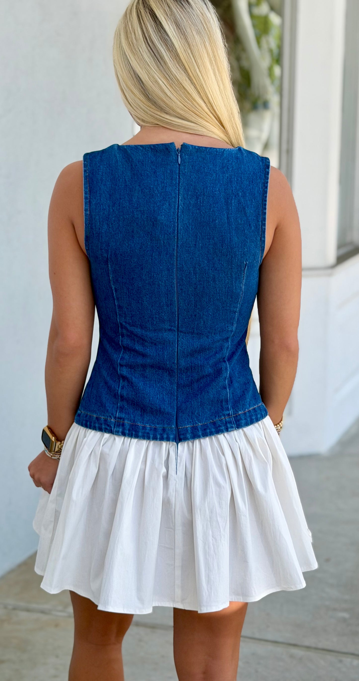 Denim Off White Dress