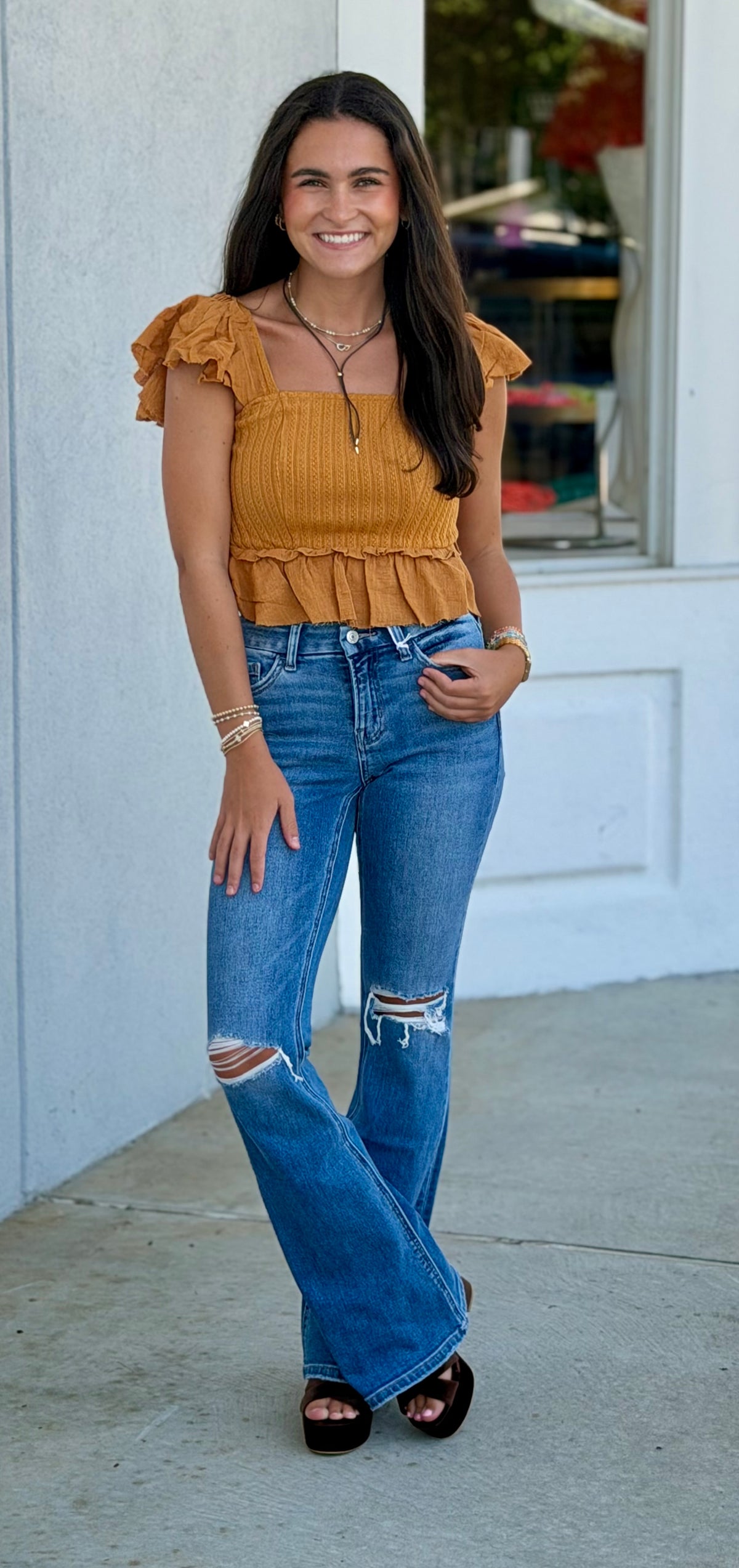Honey Ruffled Fitted Top