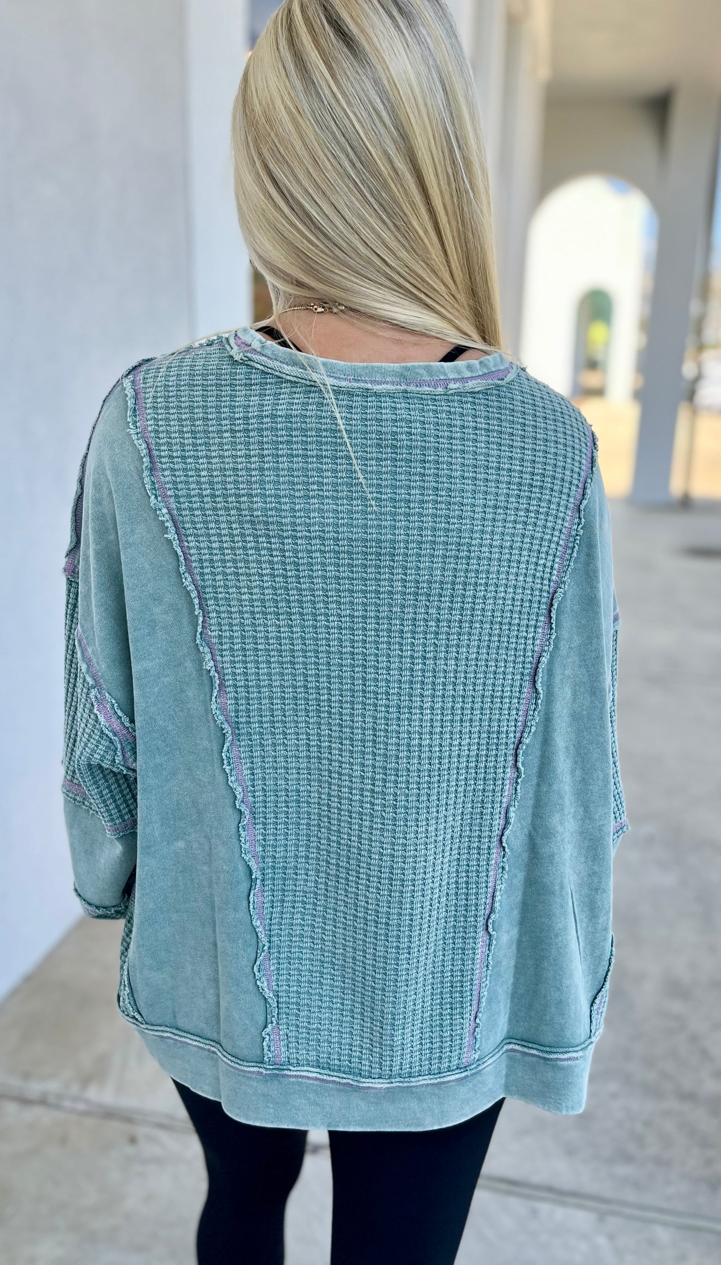 LS Mineral Washed Thermal Top , Faded Teal