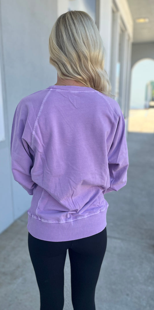 French Terry Pullover With Pockets, B Lavender