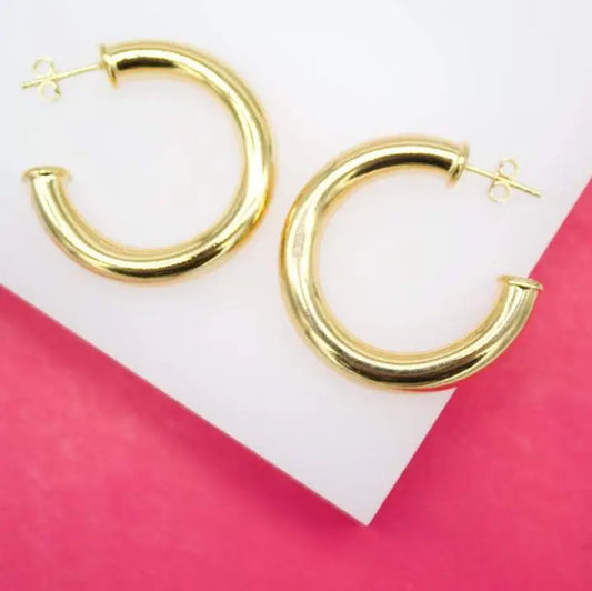 18K 6mm Thick Hoops