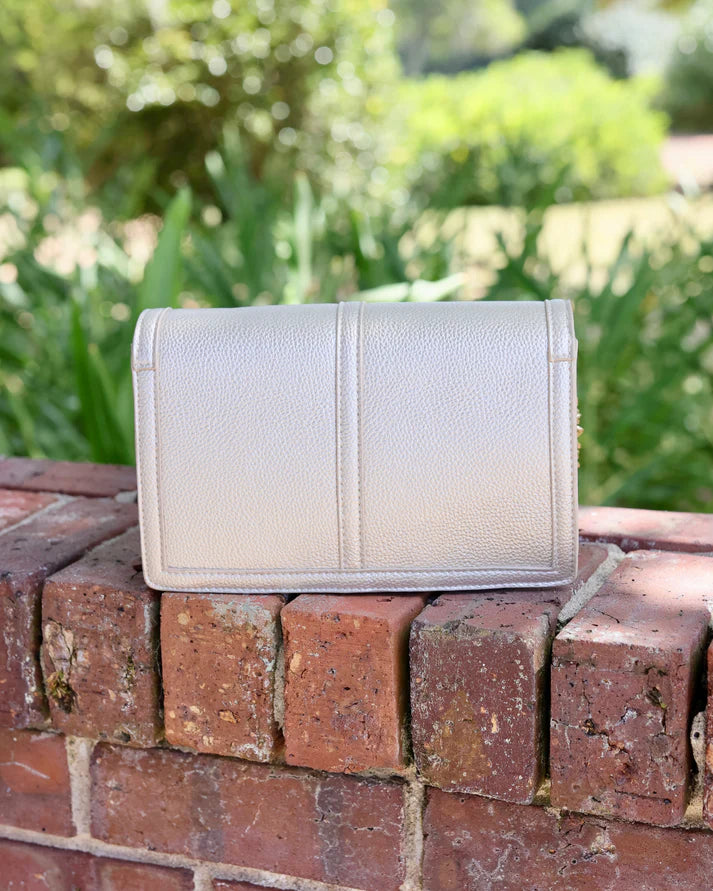 Cecilia Circle Logo Handbag, Pearl