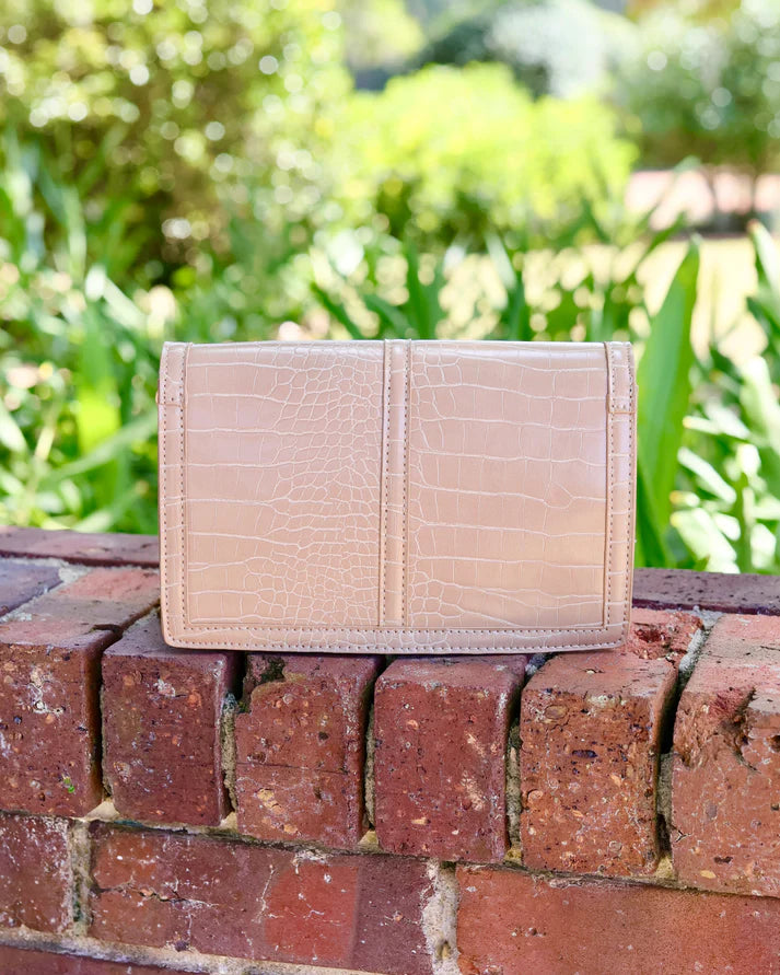 Cecilia Circle Logo Handbag, Latte EC