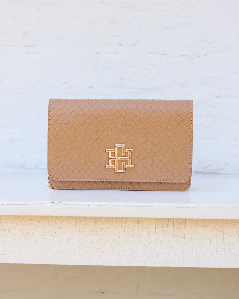 Bryn Clutch/Crossbody, Woven Tan