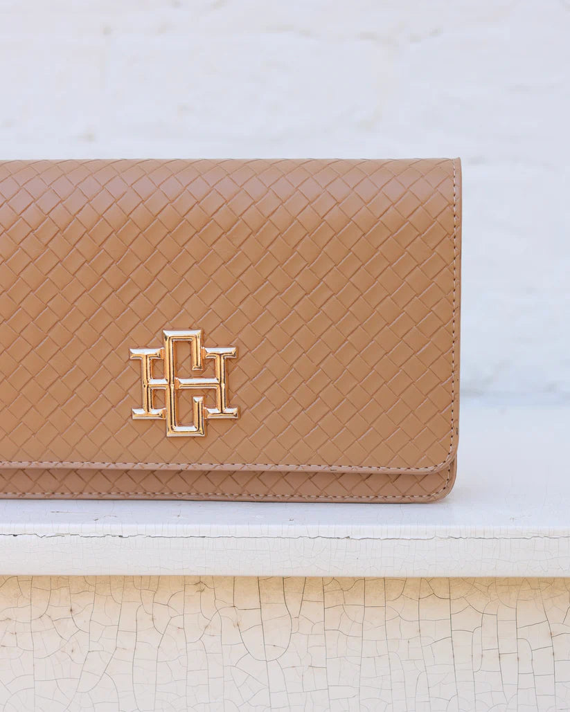 Bryn Clutch/Crossbody, Woven Tan