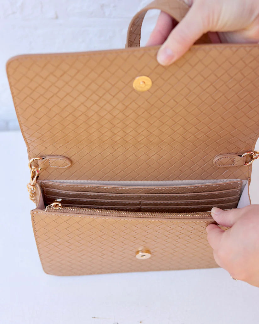 Bryn Clutch/Crossbody, Woven Almond