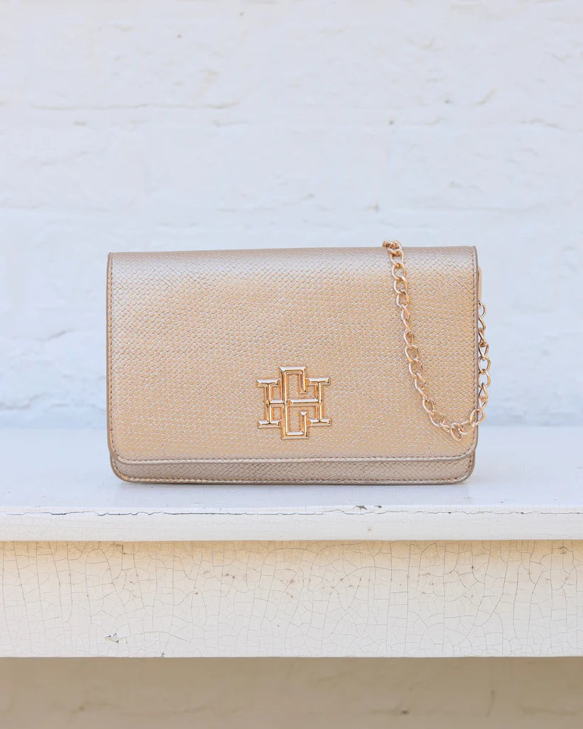 Bryn Clutch/Crossbody, Woven Gold