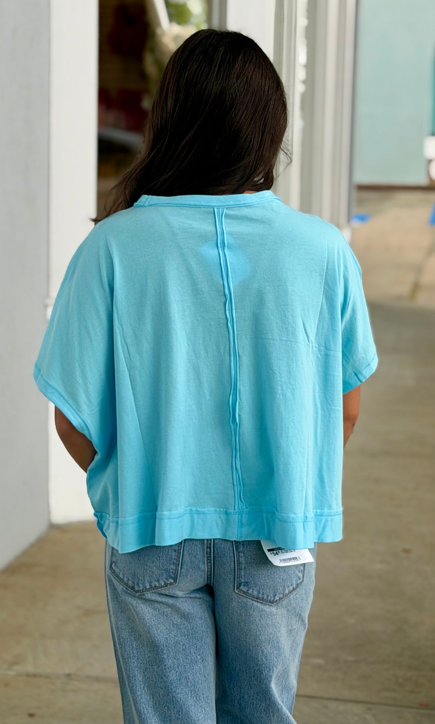 Oversized Boxy Top, Sky Blue