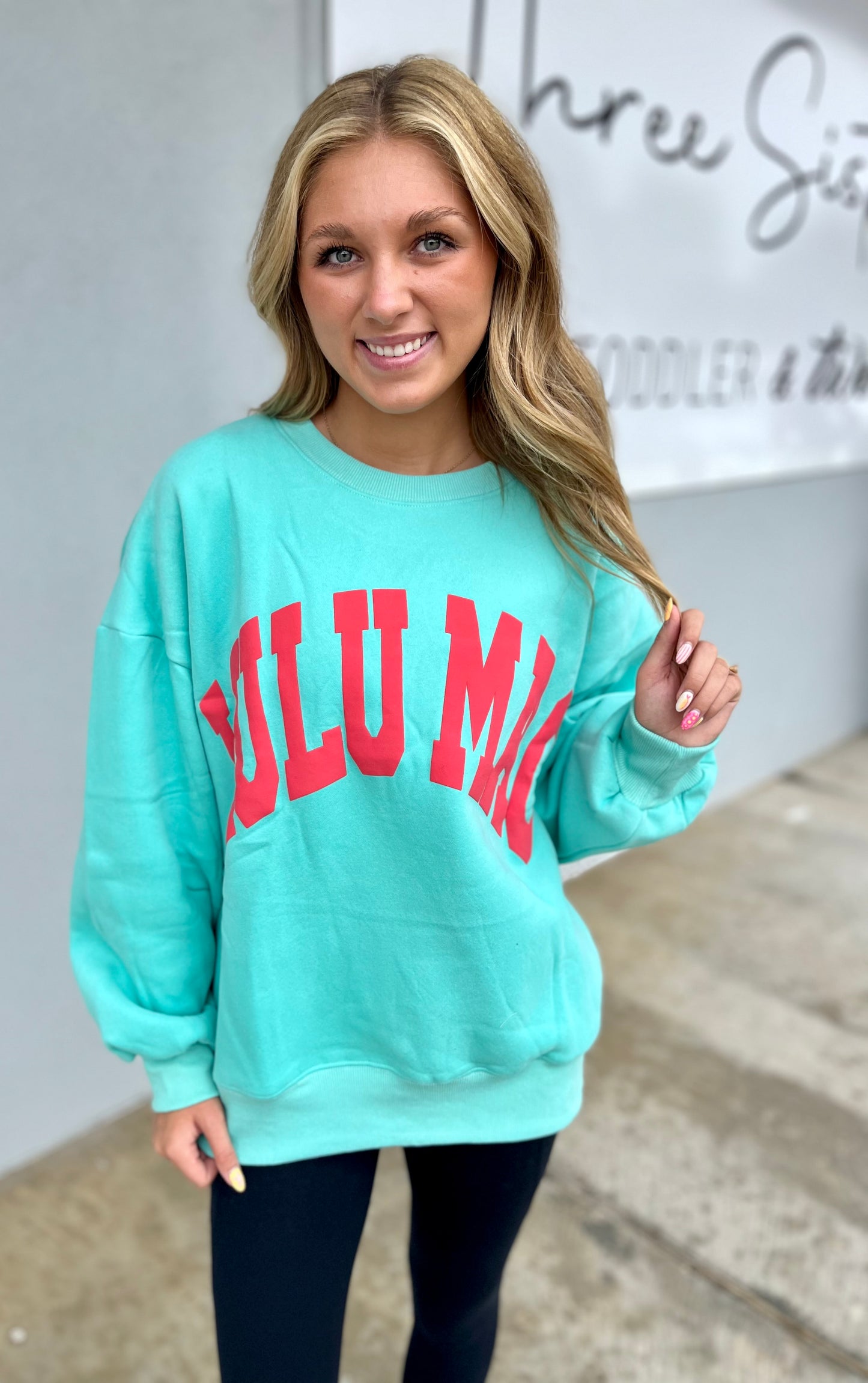 LULU Mac Sweatshirt , Mint/Coral