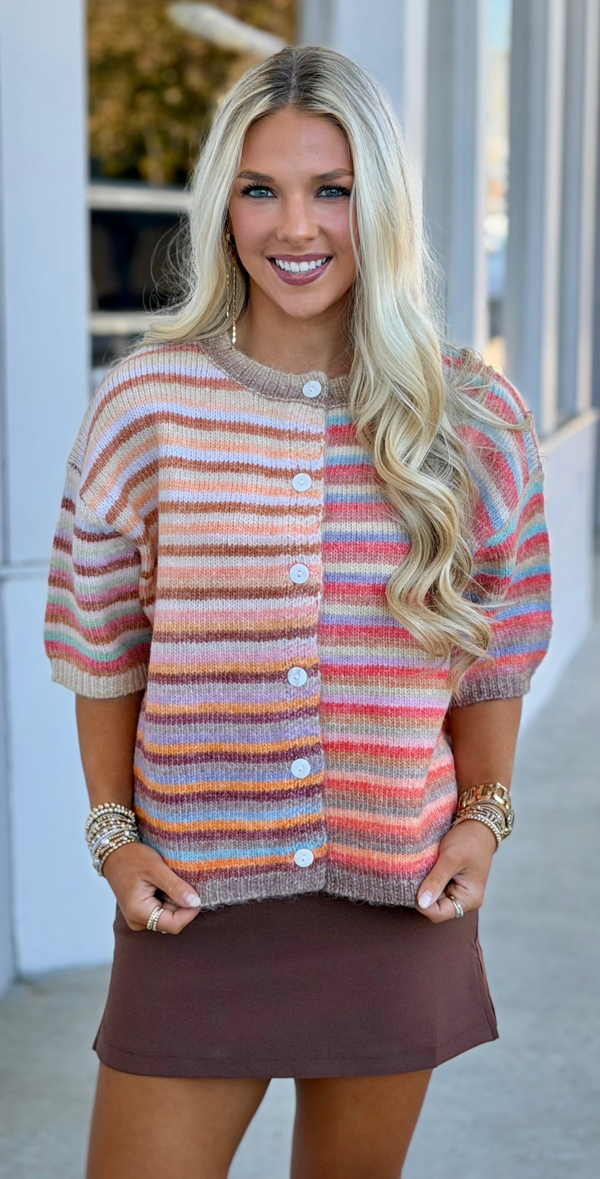Multi Color Button Up Cardigan