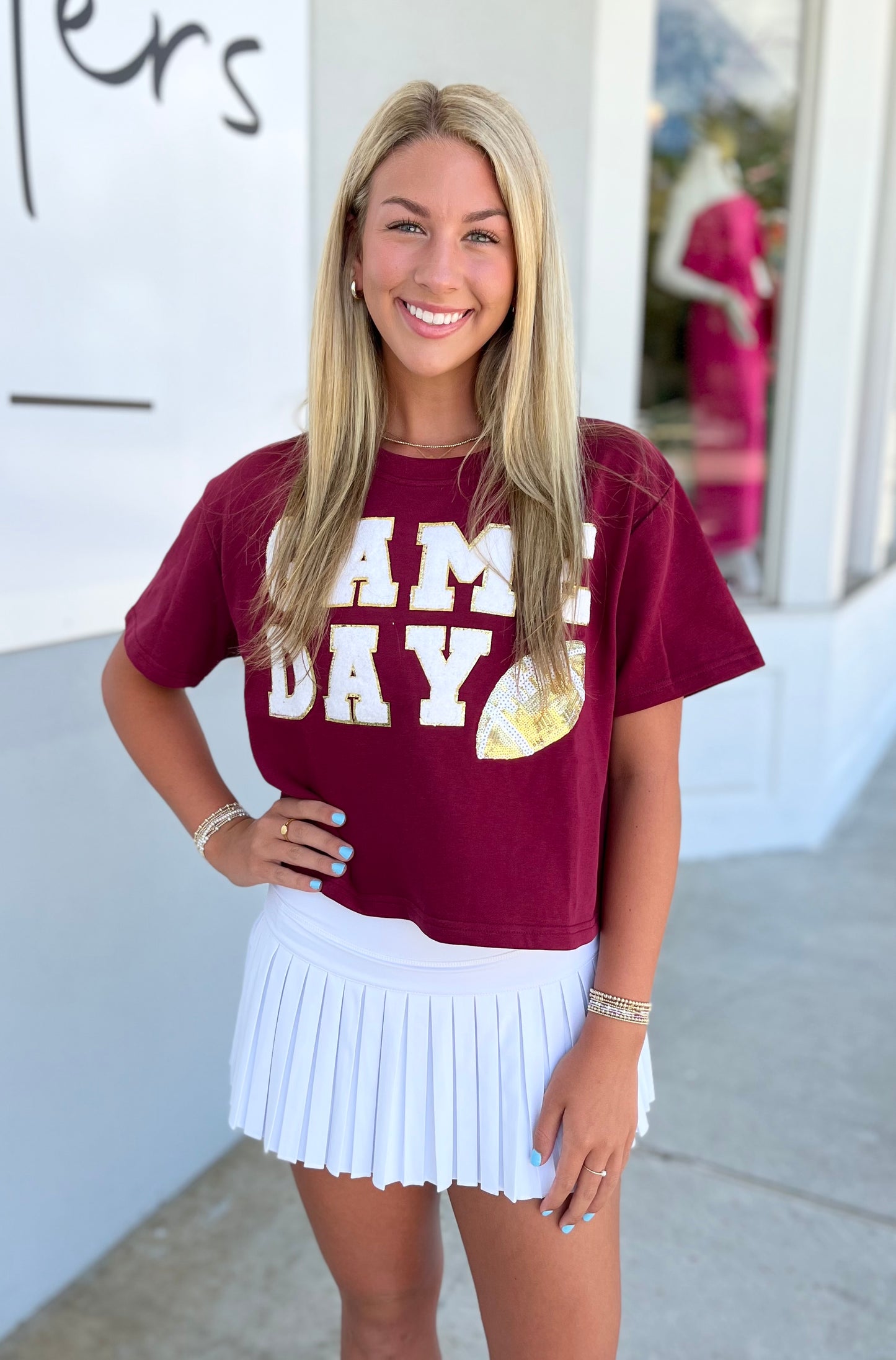 Maroon Game Day Patch Top