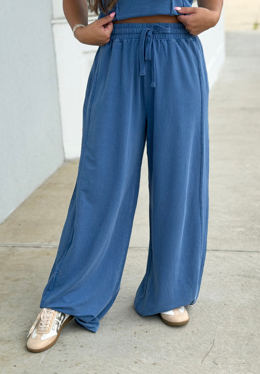 Denim Cotton Modal Exposed Seam Sweatpants