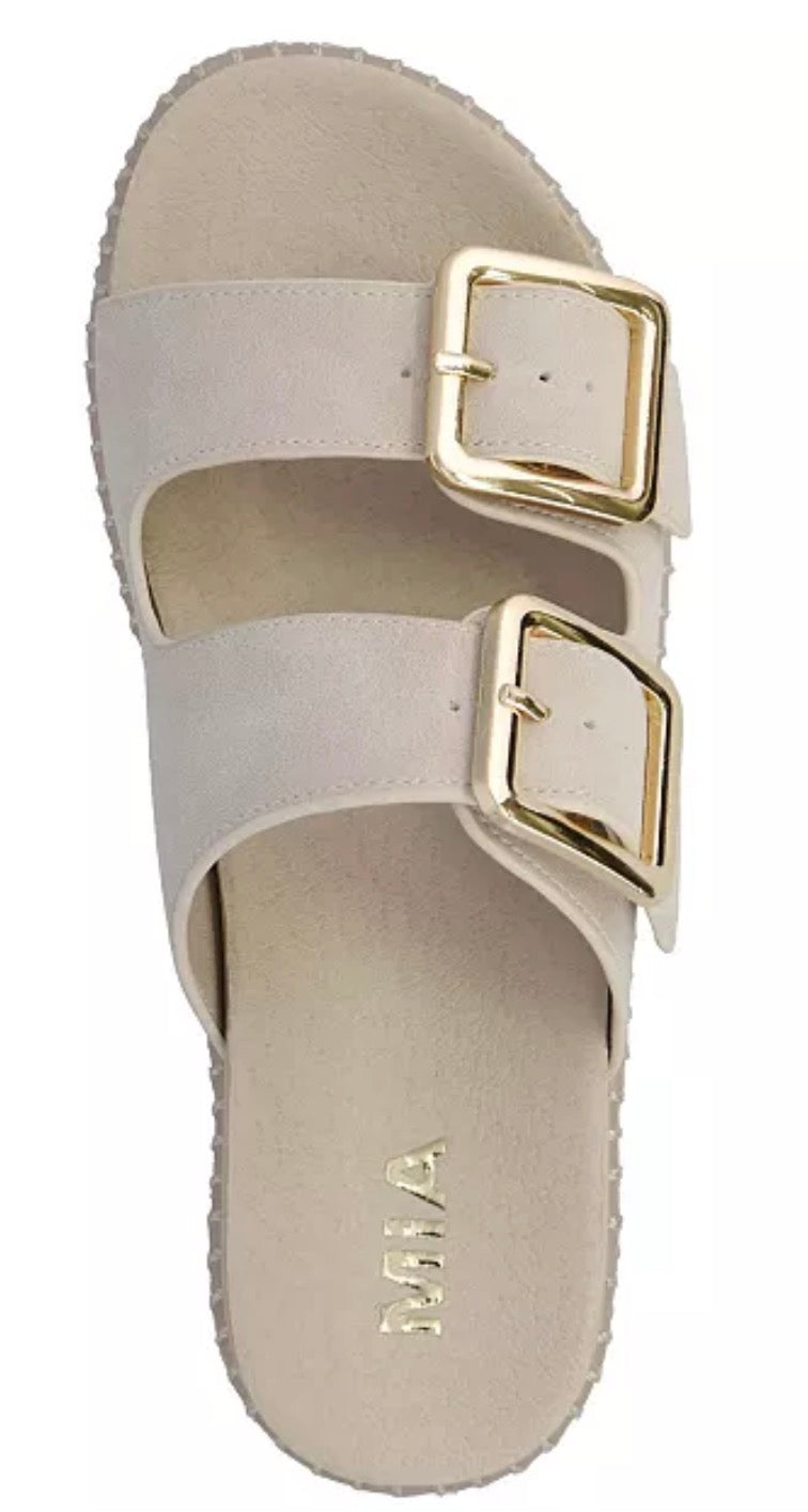 Jacinta Ecru Double Buckle Flatform Sandal