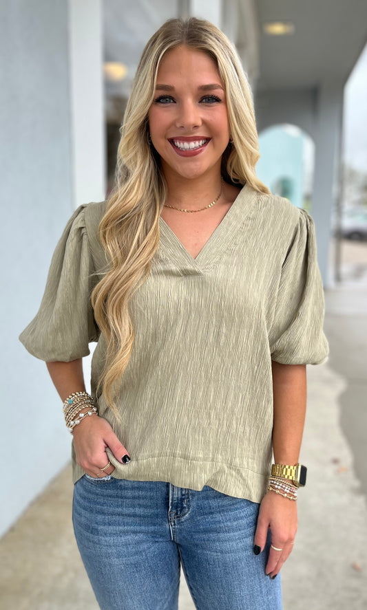 Beige Puff Sleeve Blouse