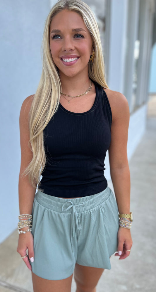 Black Seamless Racerback Tank
