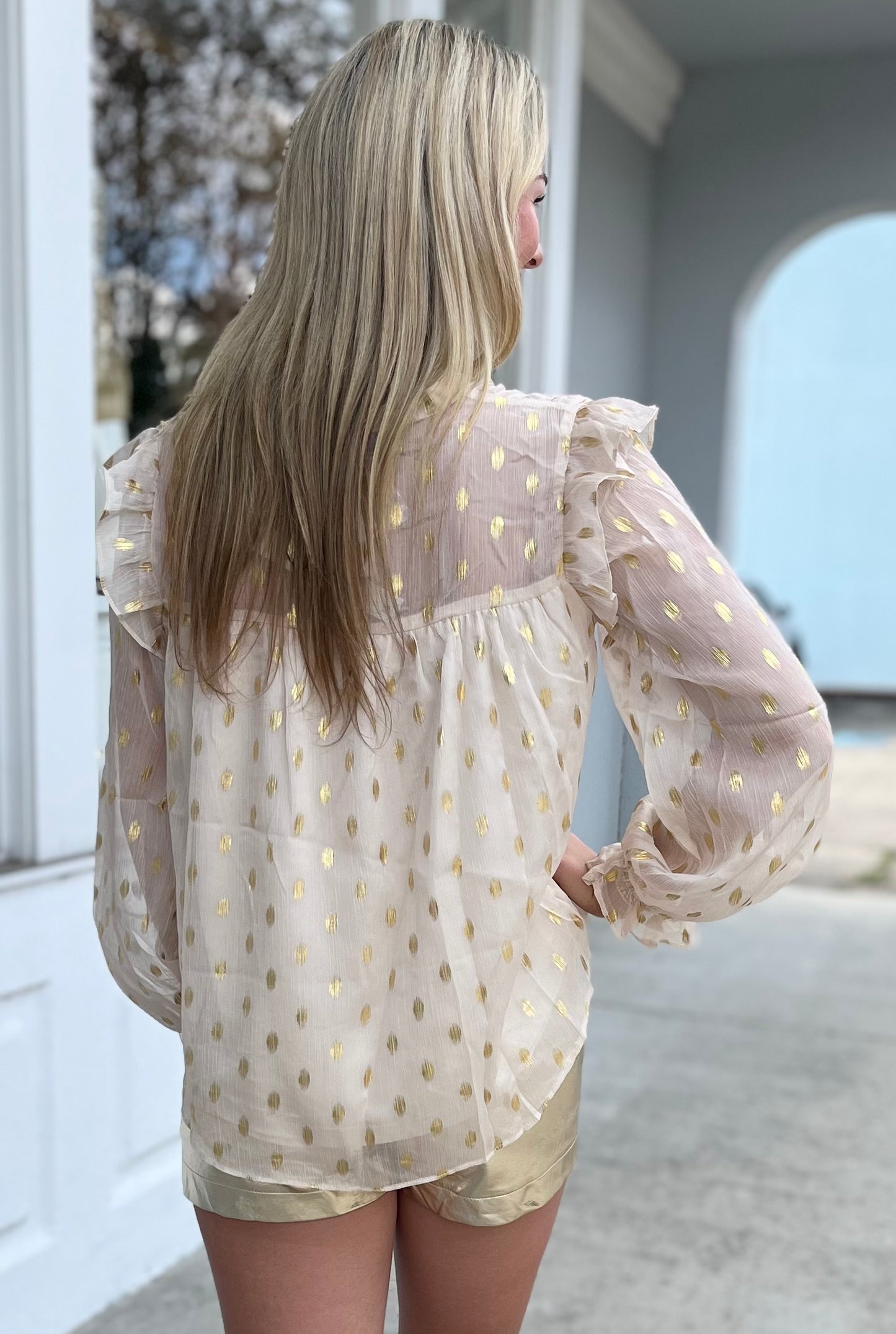 Gold Dot Chiffon Blouse