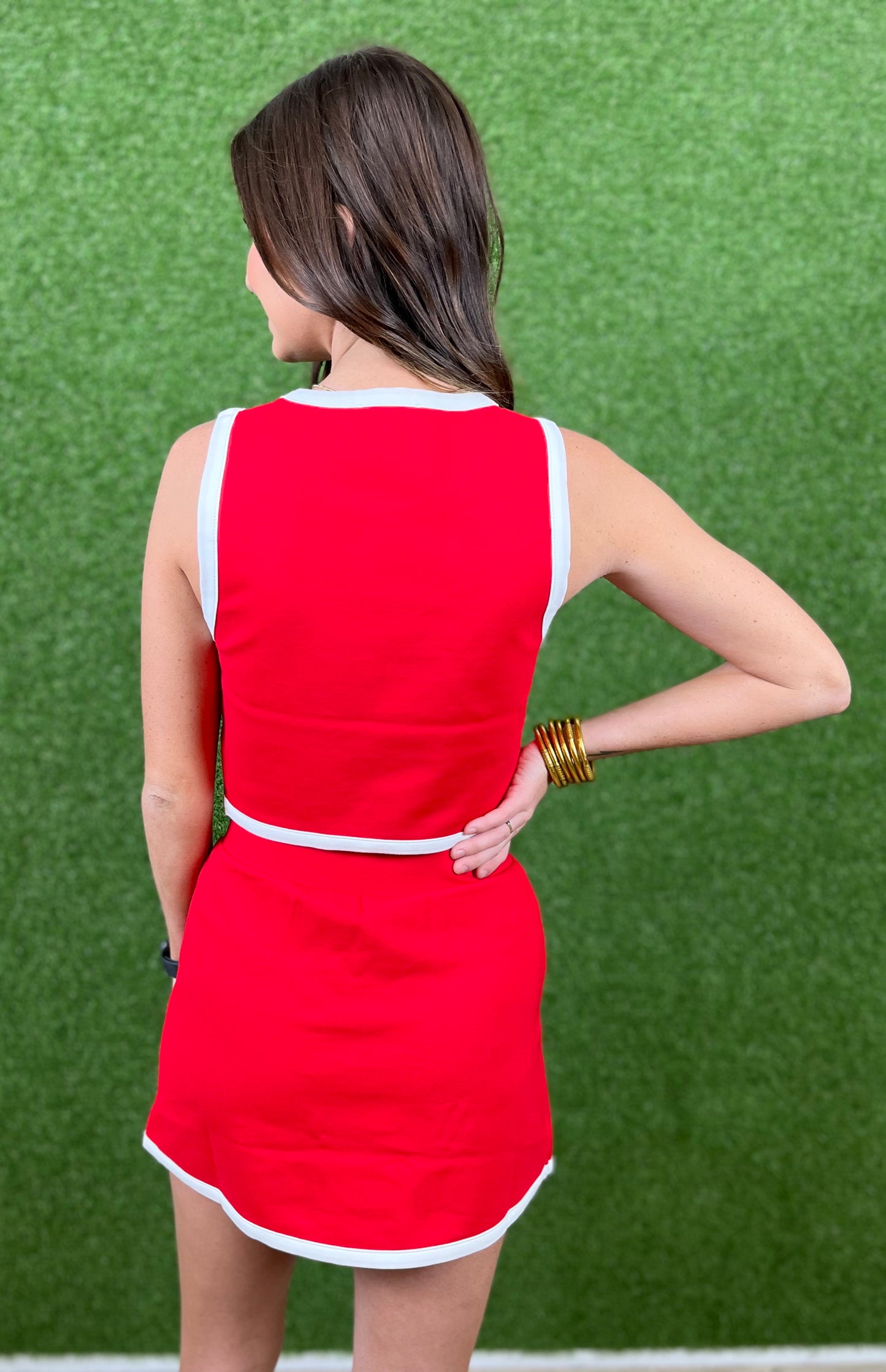 Red Mini Skirt With Contrast Binding