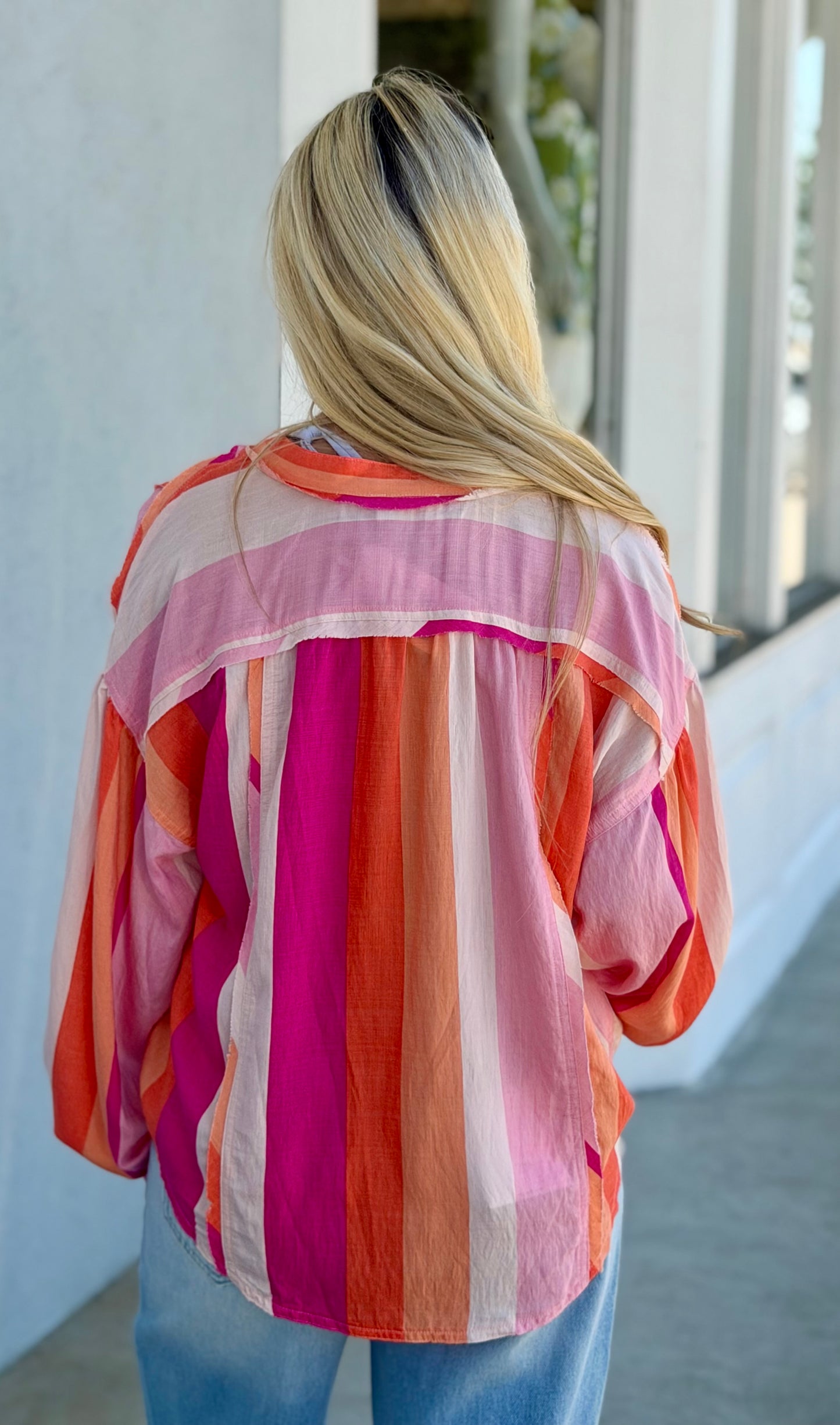 Striped Multi Button Down Shirt