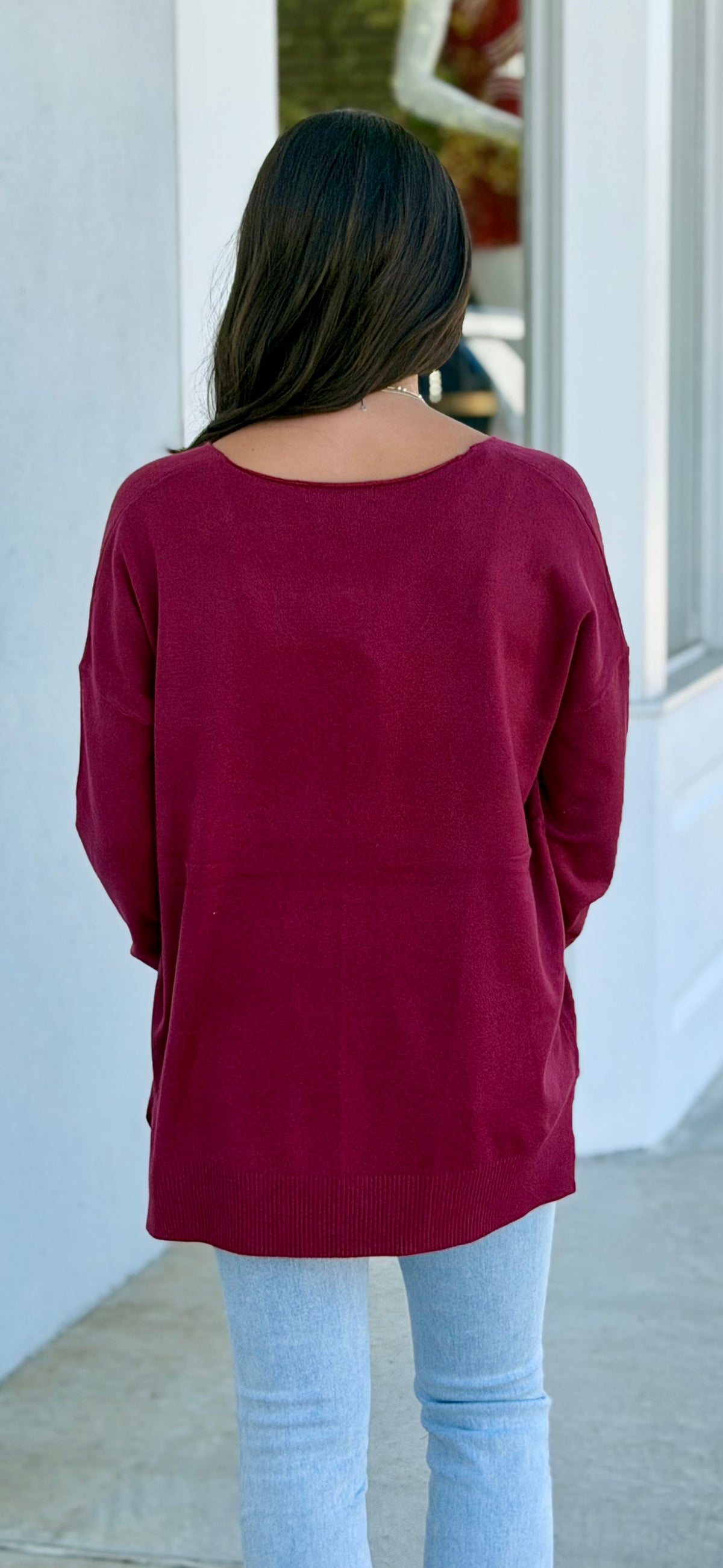 Viscose Front Seam Sweater, Cabernet