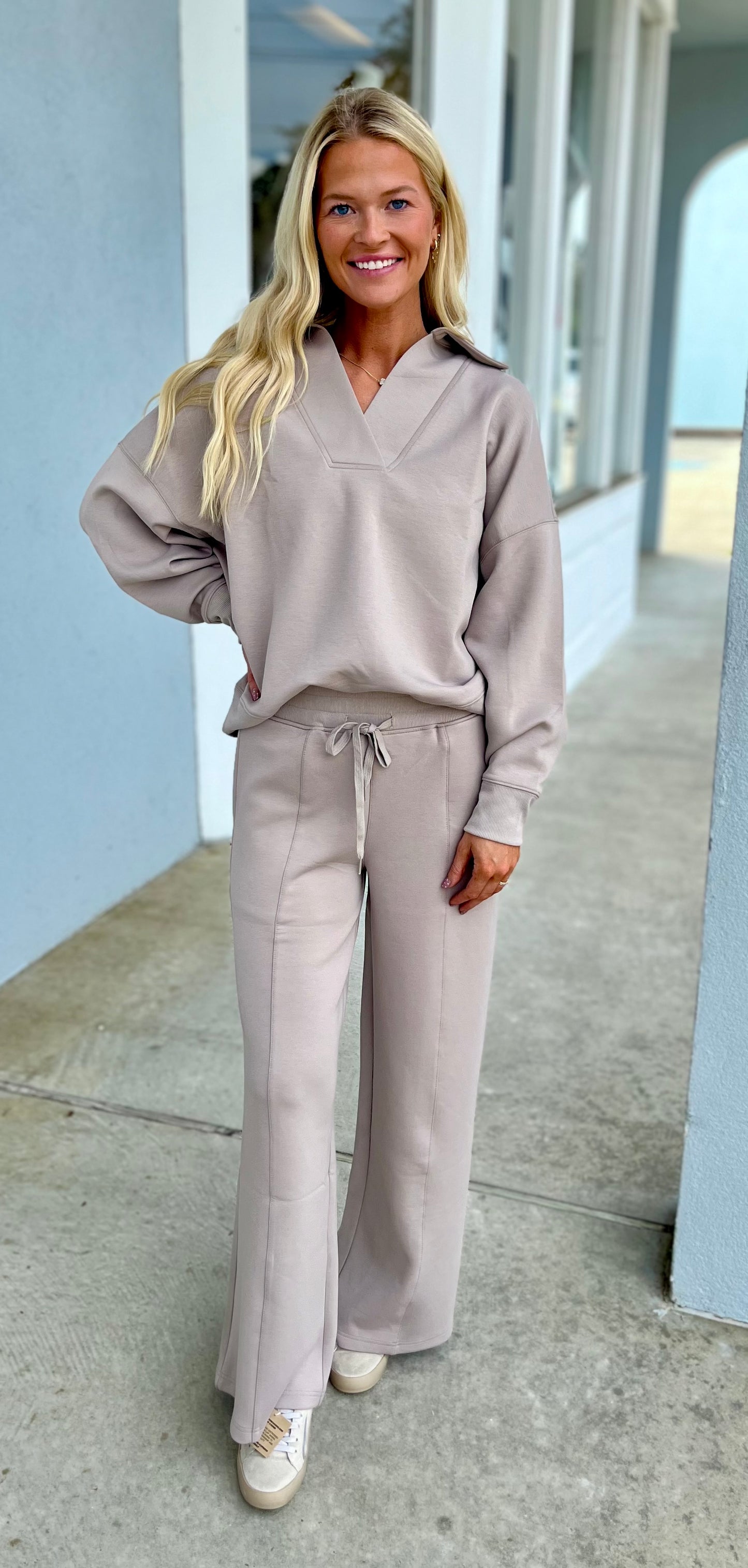 Scuba Collared Pullover & Pants SET, Ash Mocha