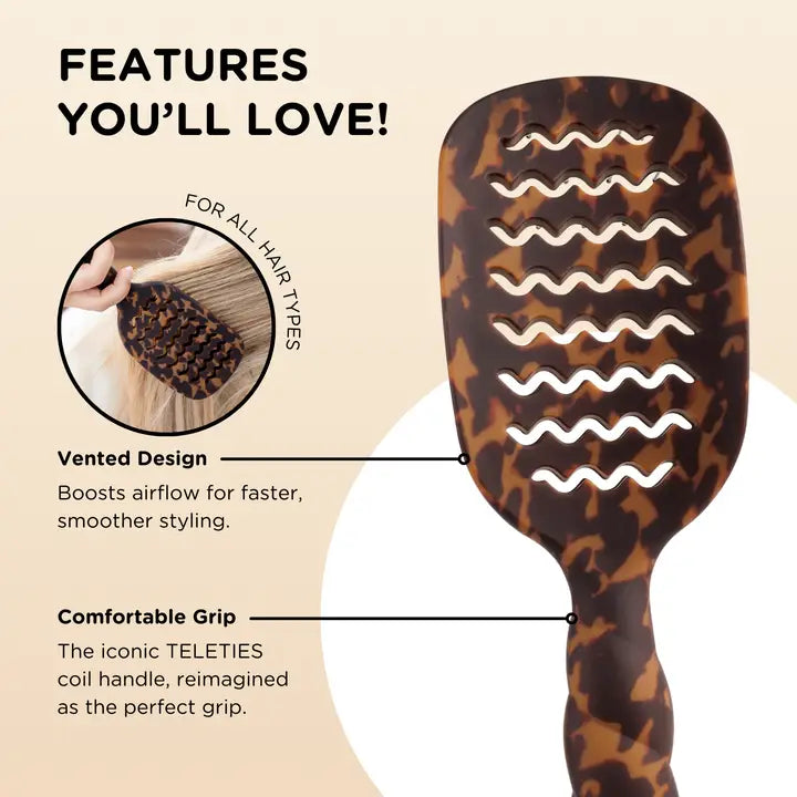Vented Brush Teletie Full Size Brush, Tortoise