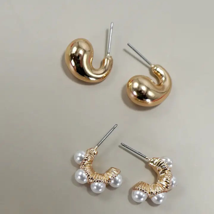 Trio Pearl Huggie Hoops