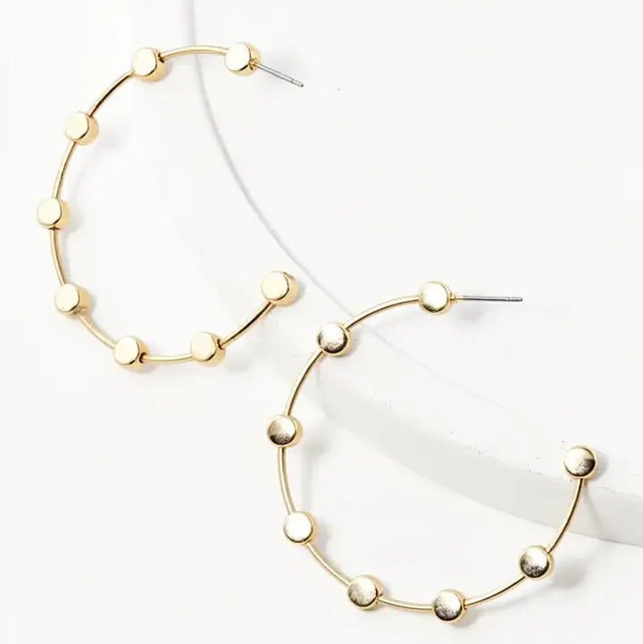 Round Bead Open Hoop earrings