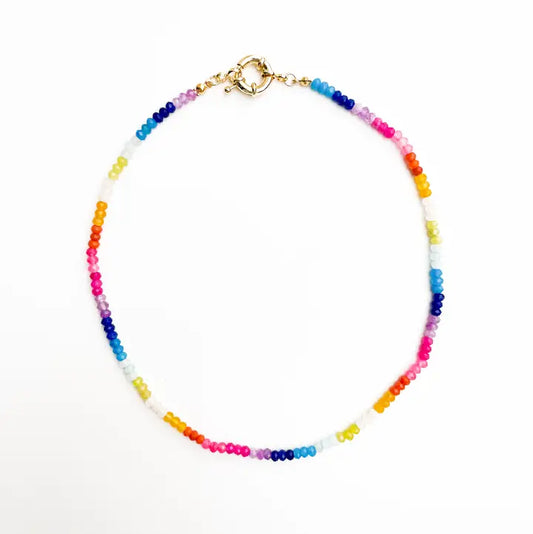Color Block Rainbow - Rainbow Gemstone Bead Necklace