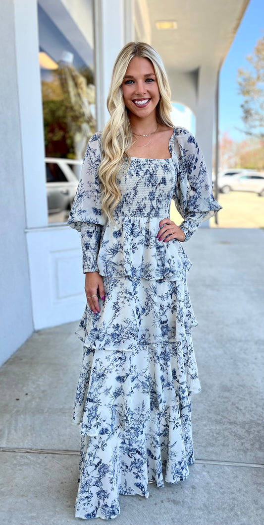 Floral Smocked Tiered Maxi