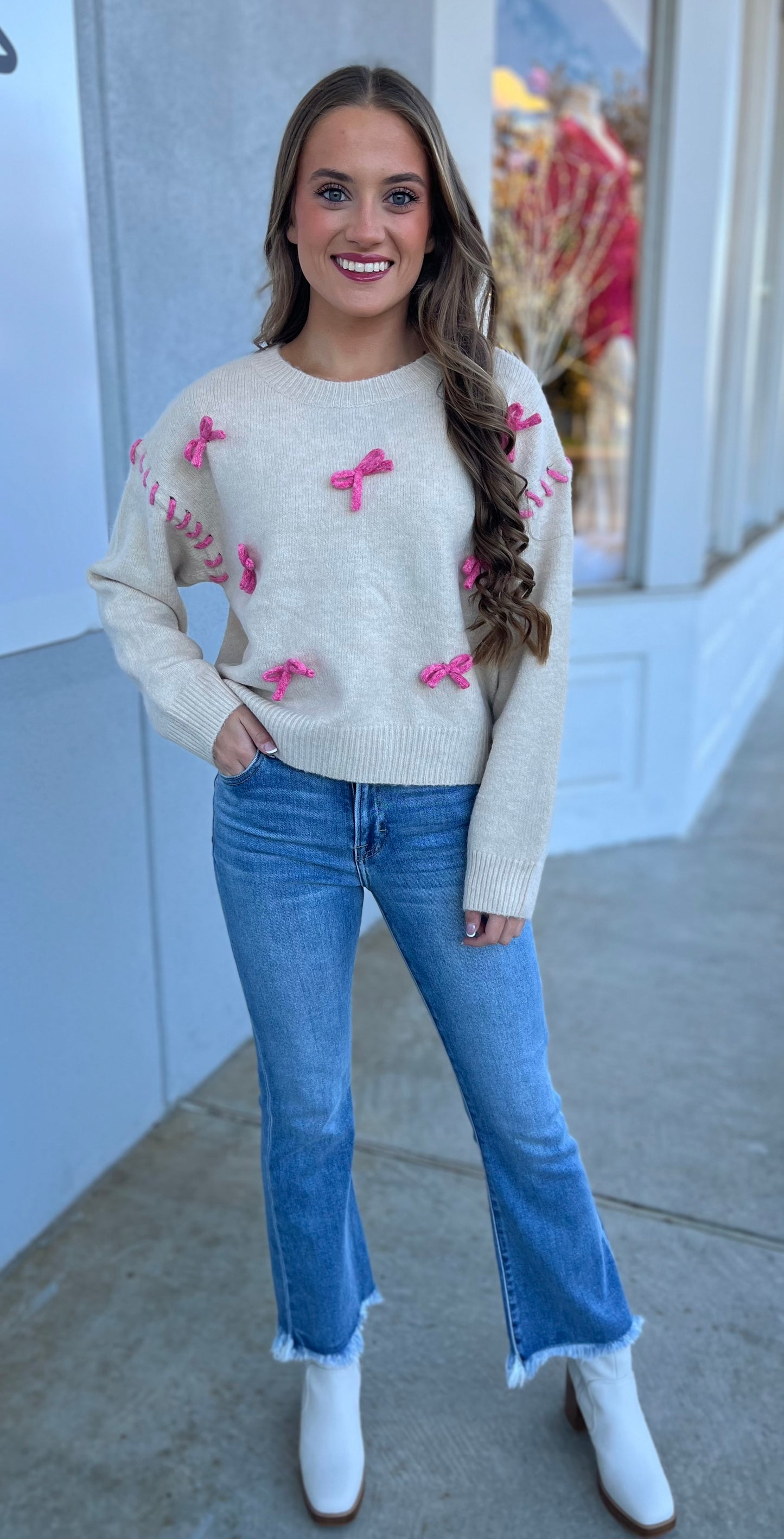 Oatmeal Bow Sweater