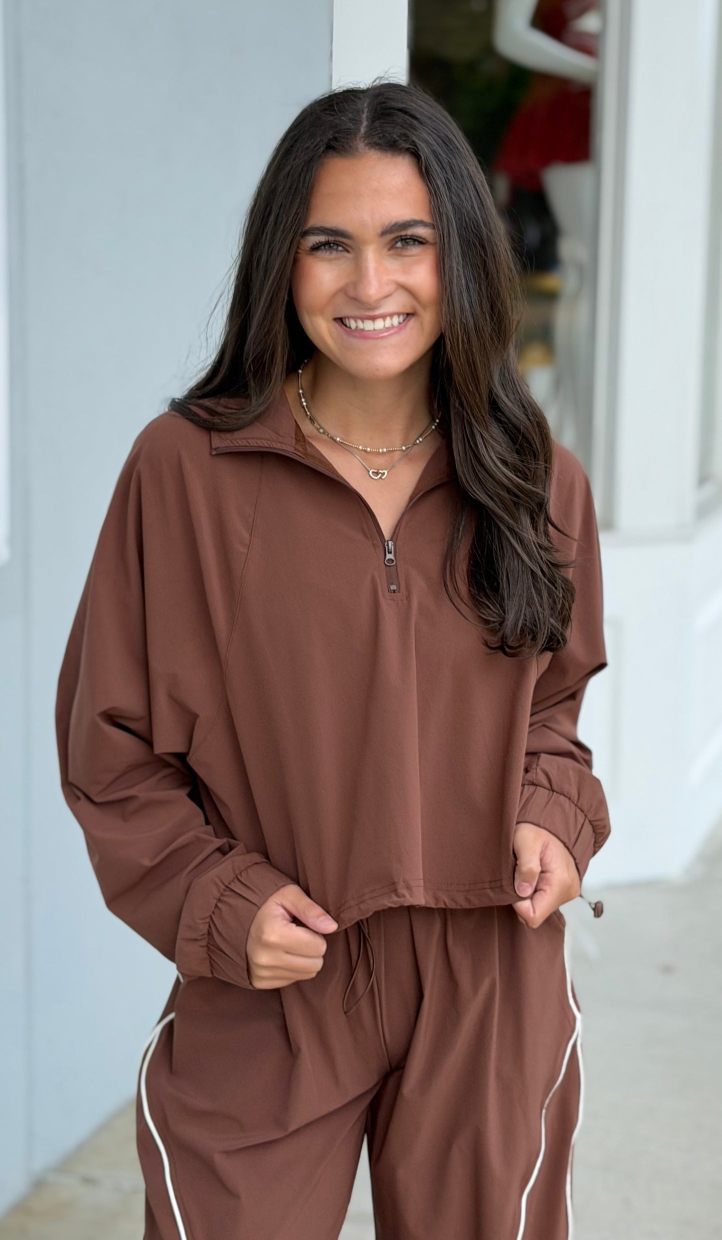 Sculpt Half Zip Pullover , Cocoa
