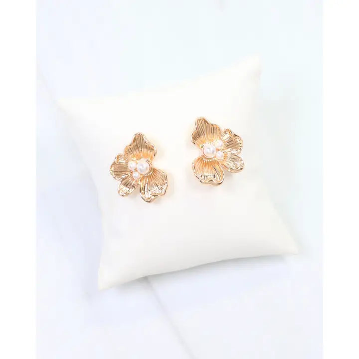 Alice Pearl Embellished Flower Earrings