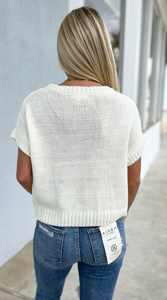 Cream Bow Knit Pullover