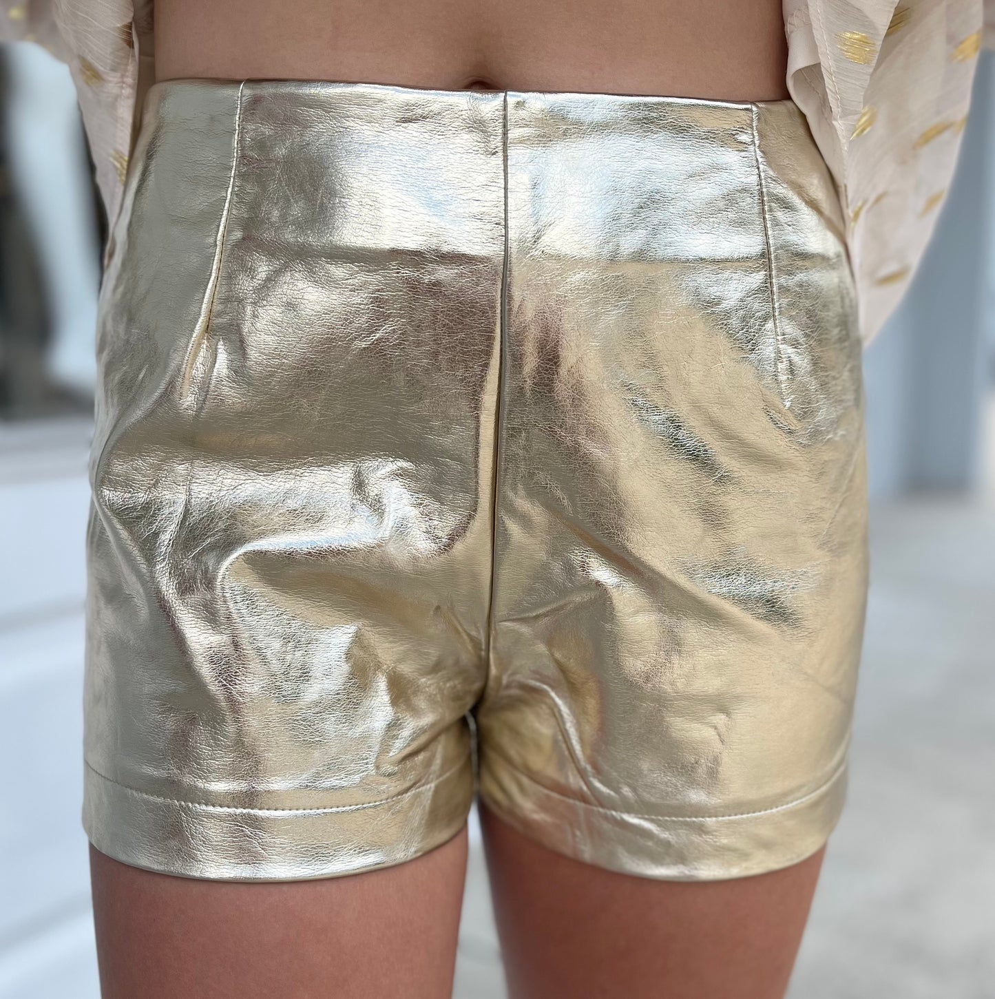 Lt Gold Metallic Shorts