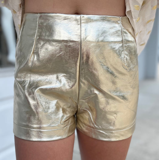 Lt Gold Metallic Shorts