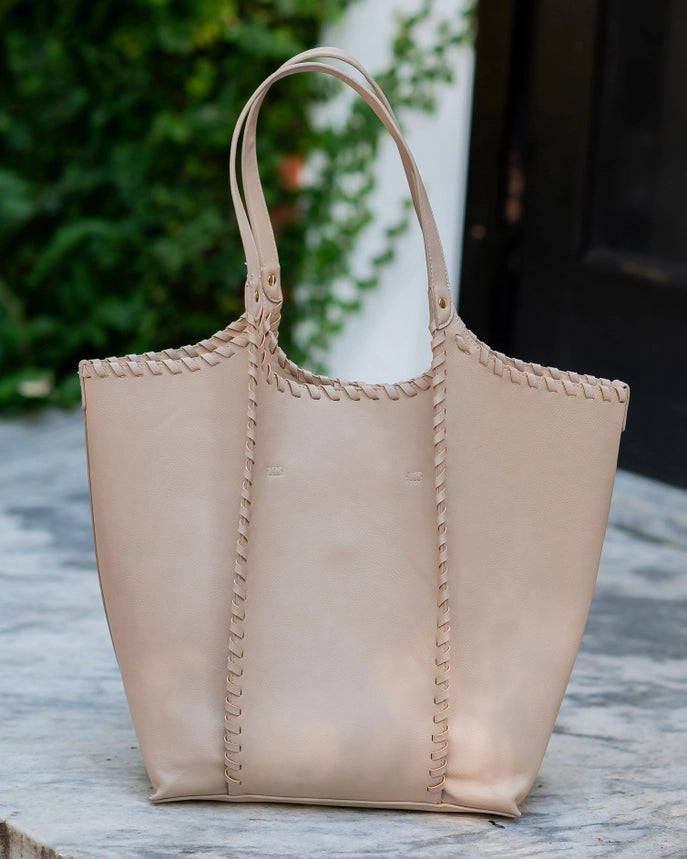 Emory Whipstitch Tote, Stone