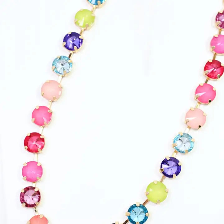 Shalimar Medium Rhinestone Necklace Rainbow