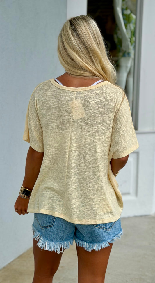 Oversized Slub Hacci Top, Butter Yellow