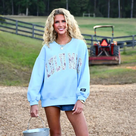 Camo Lulu Mac Pullover, Light Blue