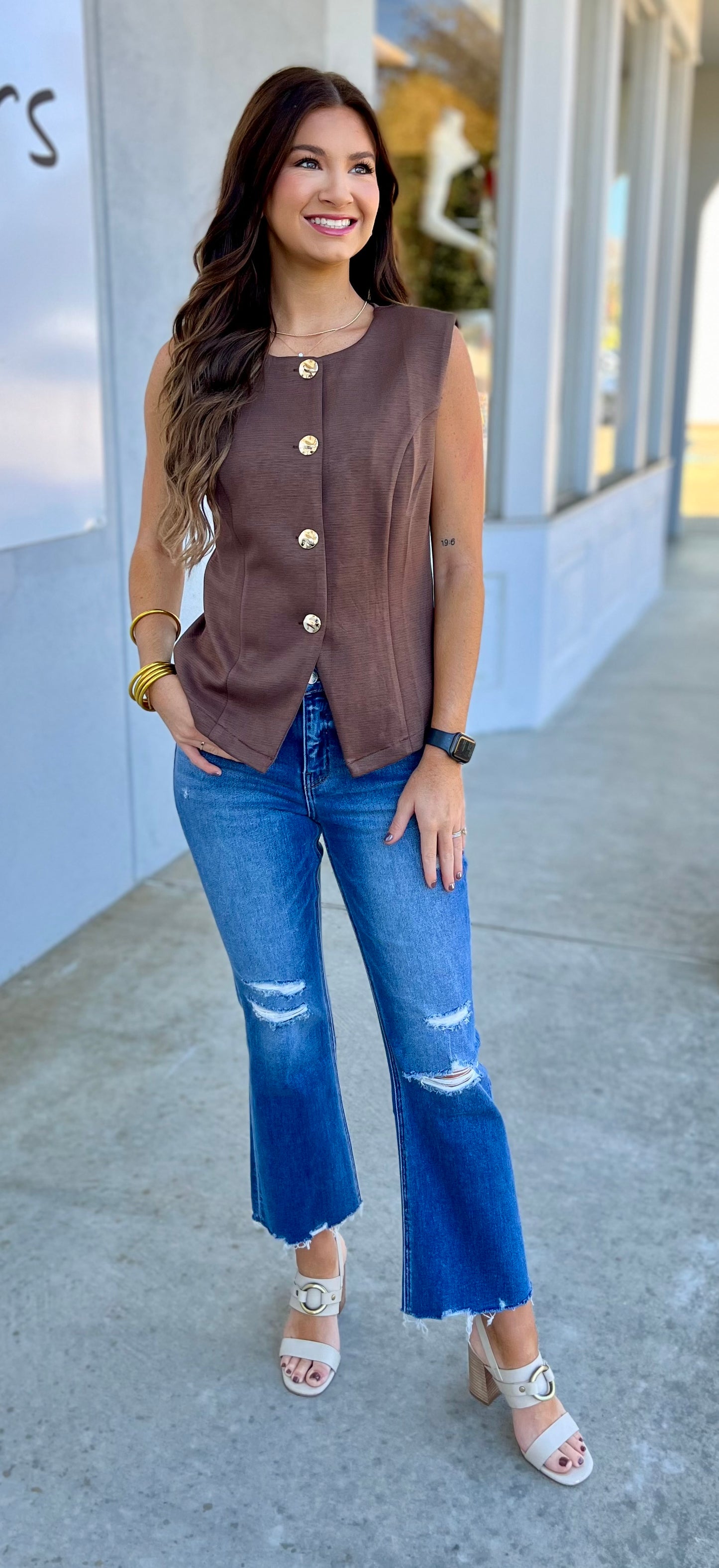 Brown Button Down Knit Vest