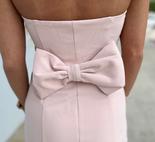 Strapless Bow Dress, Pale Blush