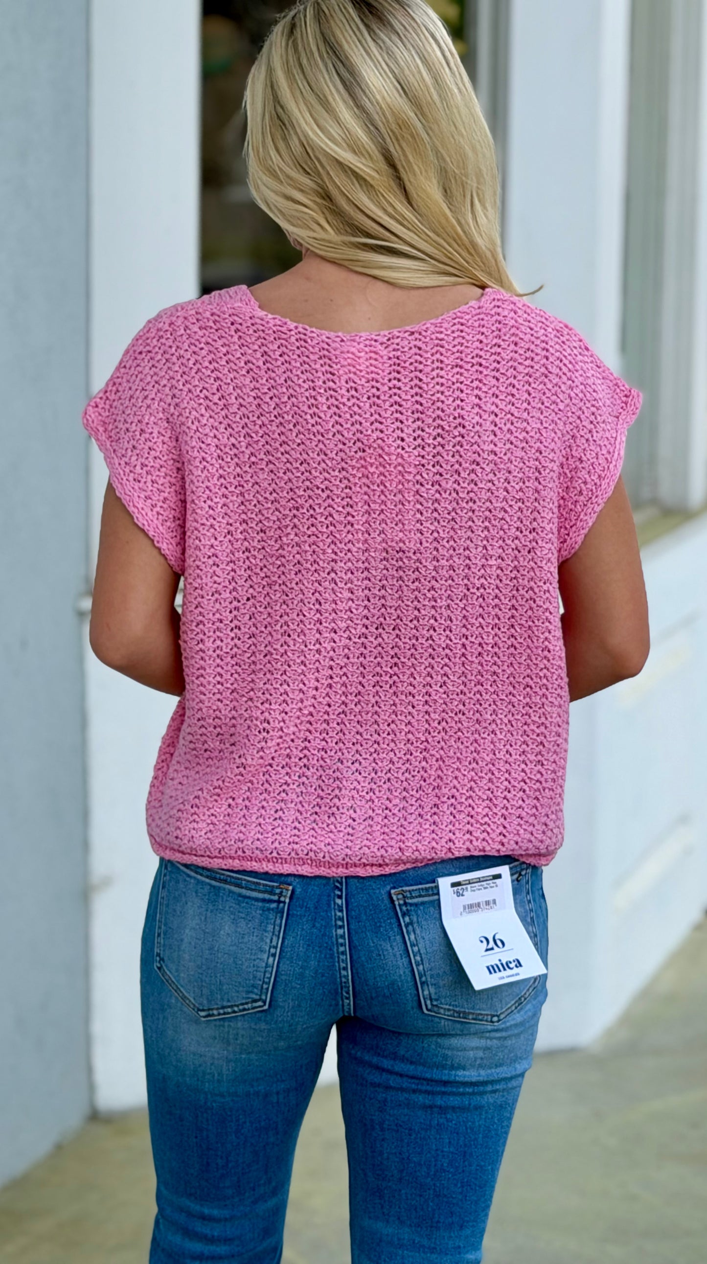 Button Down Sweater Vest, Pink