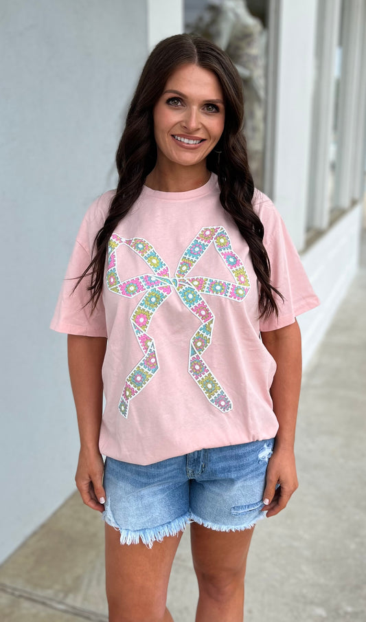 Puff Square Bow Graphic Top