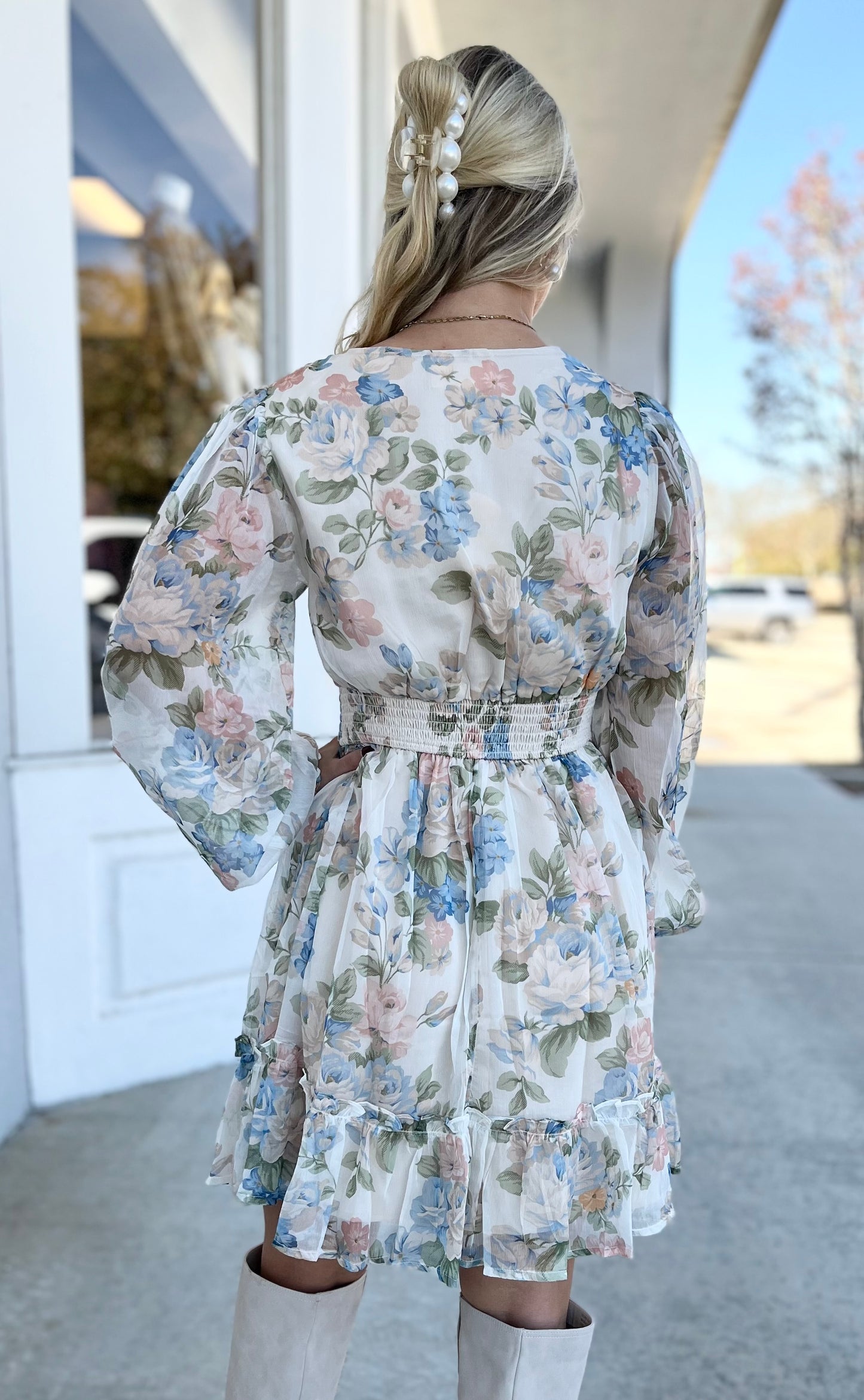 Floral Print Long Sleeve Dress