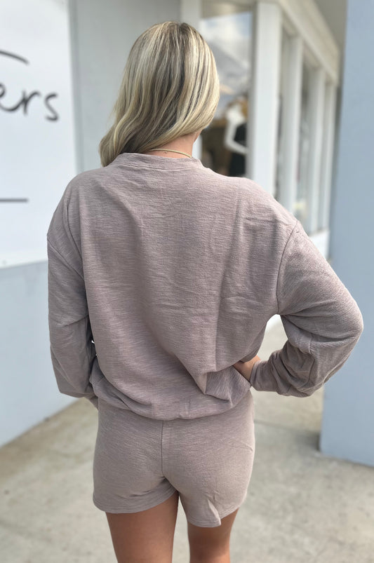 Slub Pullover & Shorts SET, Ash Mocha