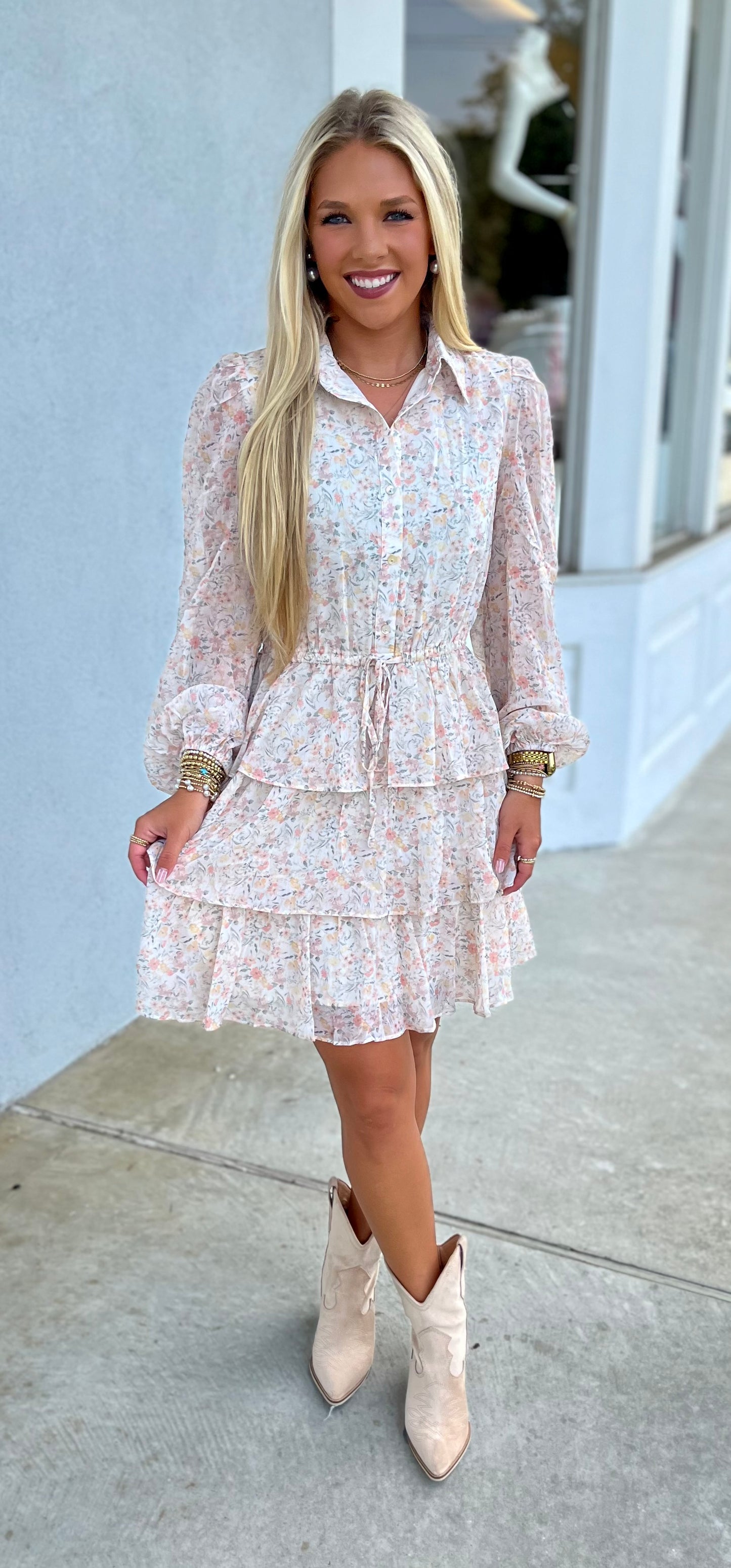Elegant Floral Button Down Mini Dress