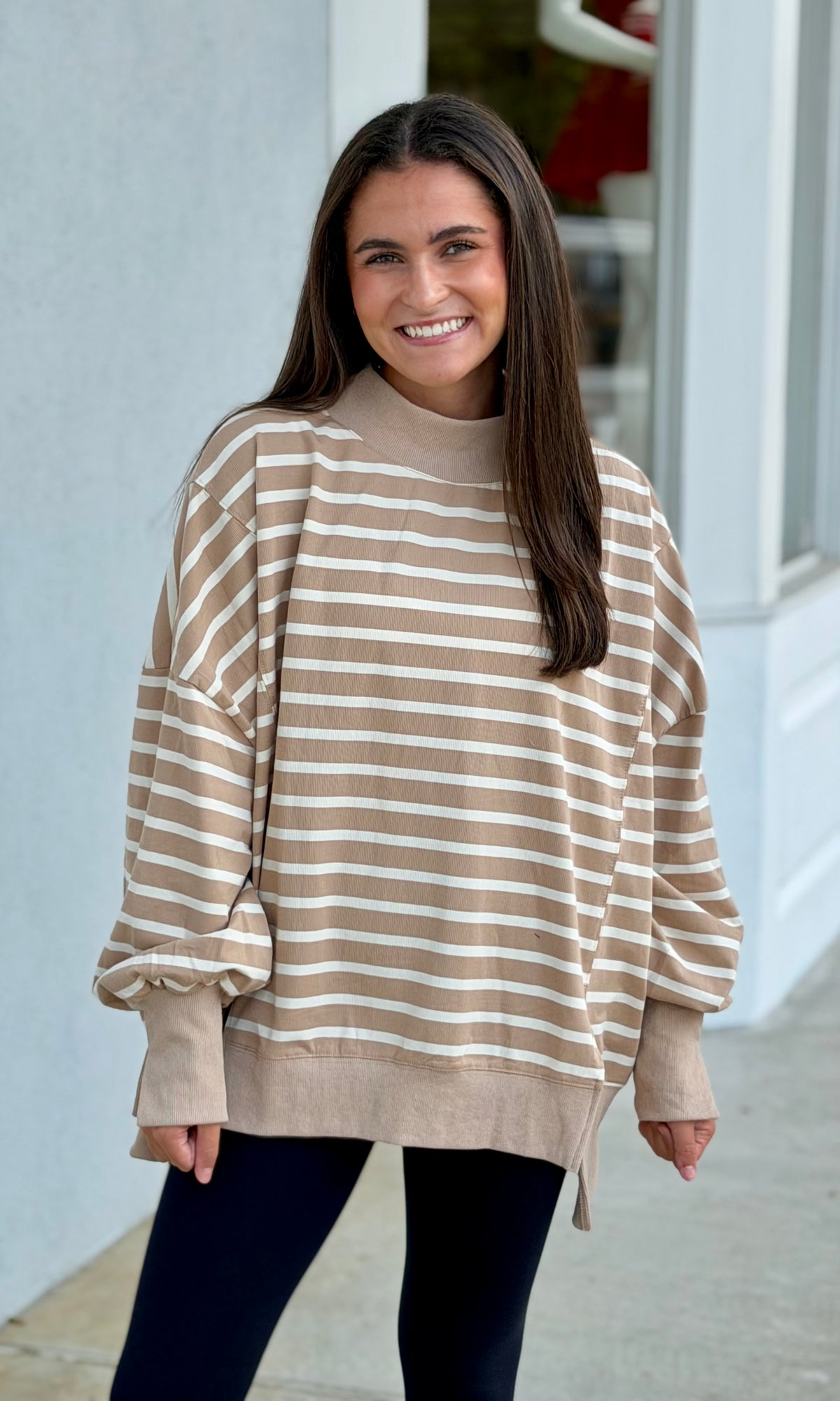 Taupe/Cream Striped Pullover