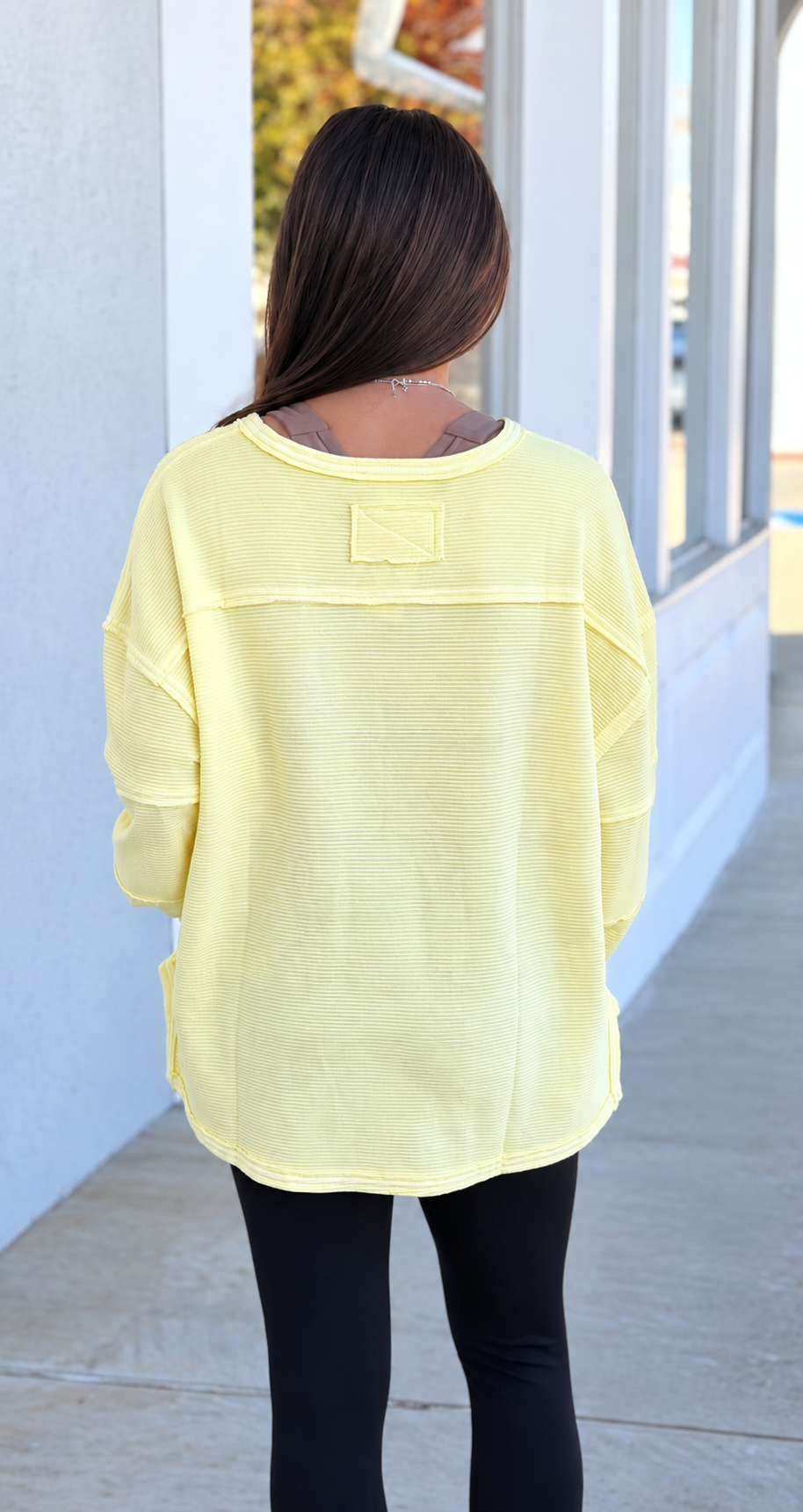 Exposed Seam Knit Top, Yellow
