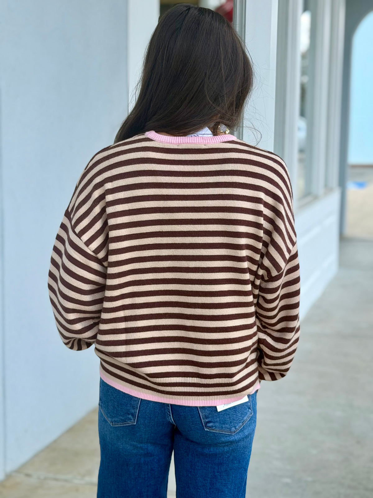 Choco/Pink Butter Striped Sweater