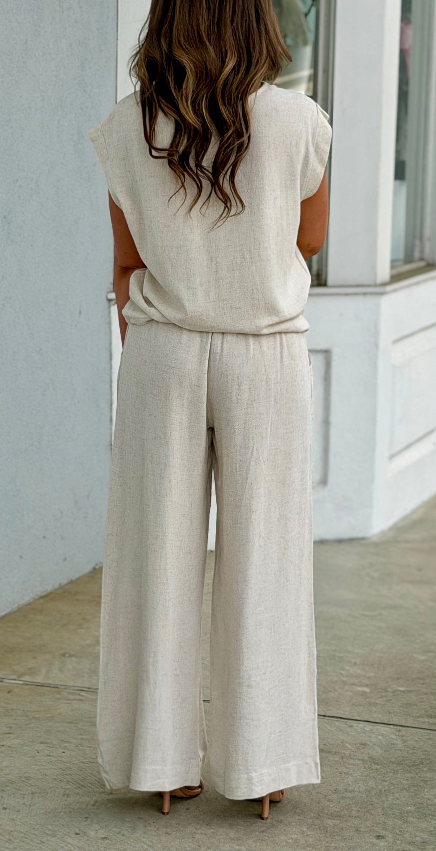 Linen Wide Leg Cropped Pants